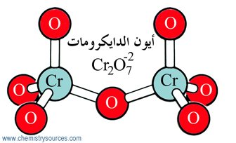 أيون ثنائي الكرومات (أيون الدايكرومات أو أيون الديكرومات) dichromate ion :