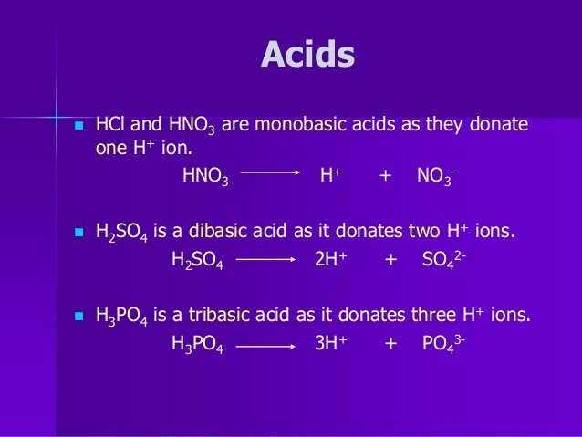 حمض أحادي القاعدية monobasic acid